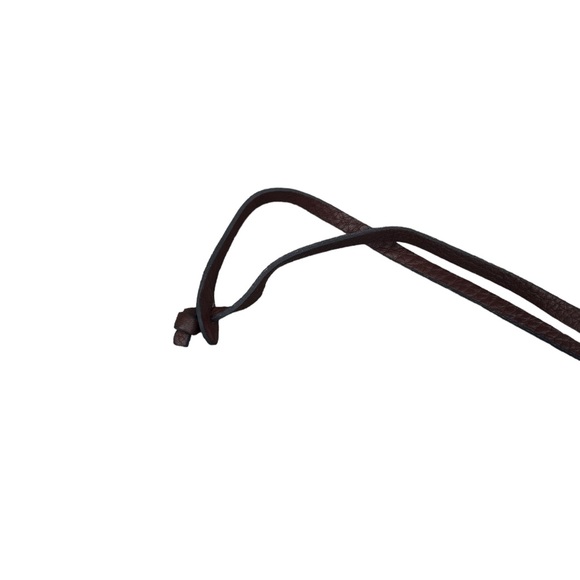 Fossil Brown Leather Bag Tag with Lock Hang Charm Silver Hardware EUC - Picture 3 of 4